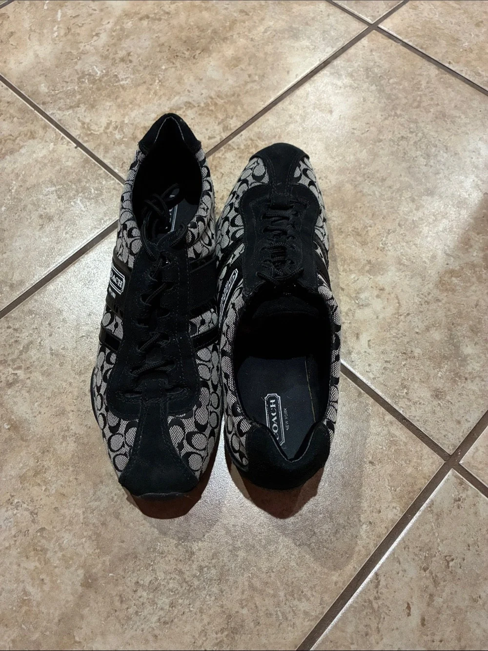 Coach Black and Gray Signature Lace-Up Sneakers